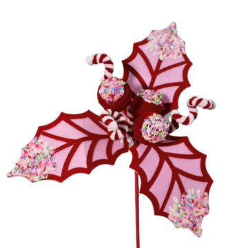 16" Christmas Chenille Ball Holly Pick - Confetti