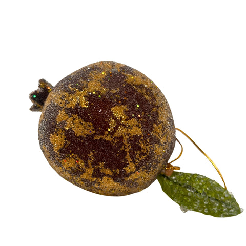 4" Gilded Pomegranate Ornament - Burgundy/Antique Gold