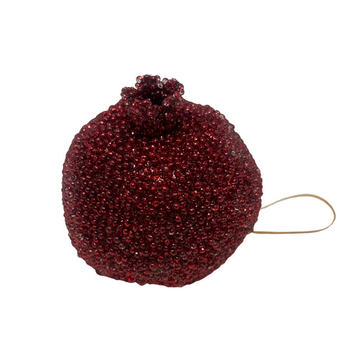 4" Beaded Christmas Pmegranate - Red