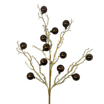 26" Iced Wintery Ball Spray - Coffee