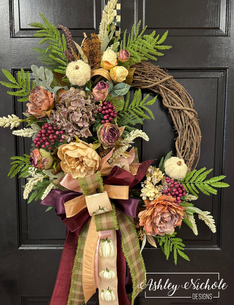Dried Autumn Bouquet Round Wreath