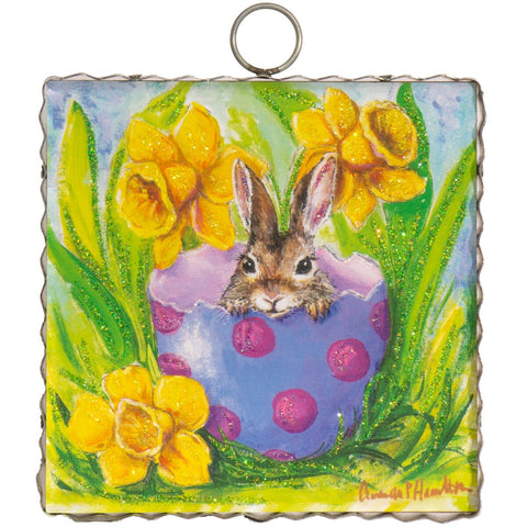 Mini Art Bunny In Daffodils Print Charm