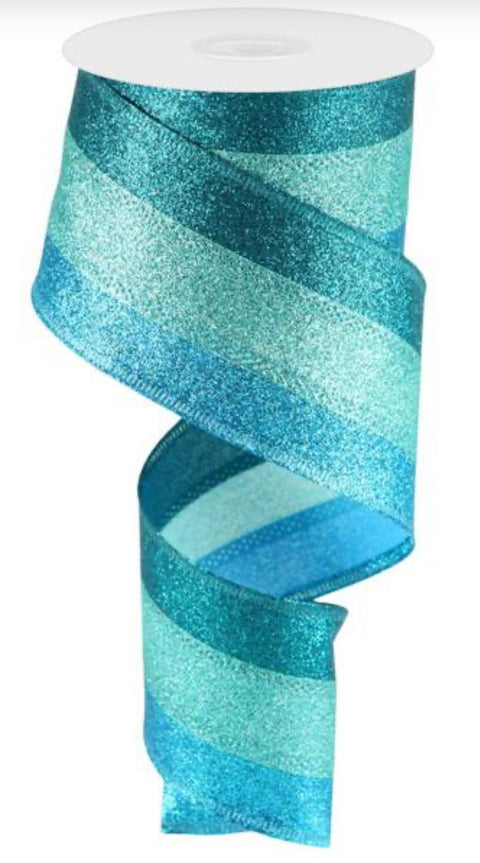 3-in-1 Simmer Glitter Wired Ribbon - 2.5" x 10yds