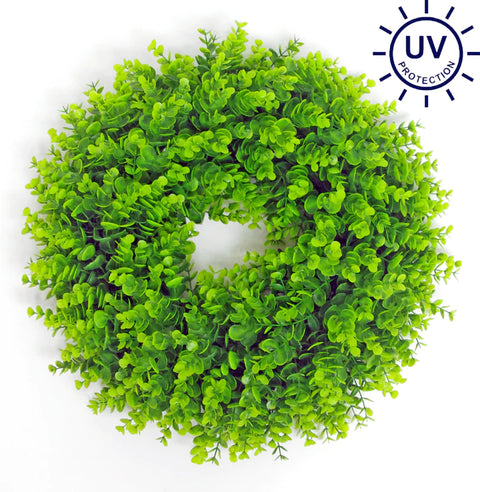 24" Artificial Eucalyptus Wreath - UV Protection - Two Tone Green