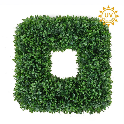 20" Boxwood Square Wreath - UV Protected - Green