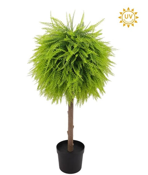 38" SINGLE BALL Bead Grass Topiary Tree - UV Protected - Two Tone Green