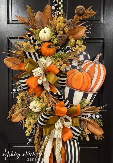 Elegant Pumpkin Planter Wreath