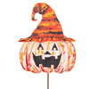 Jack-O-Lantern With Orange Raggedy Hat - Metal Stake