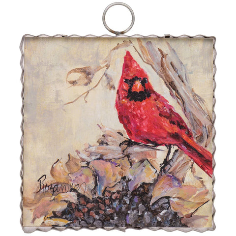 Mini Gallery Cardinal Dried Sunflower Charm