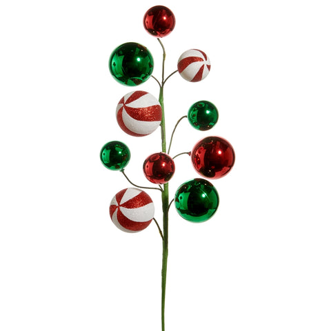 26" Ball Spray - Red/Green/Peppermint