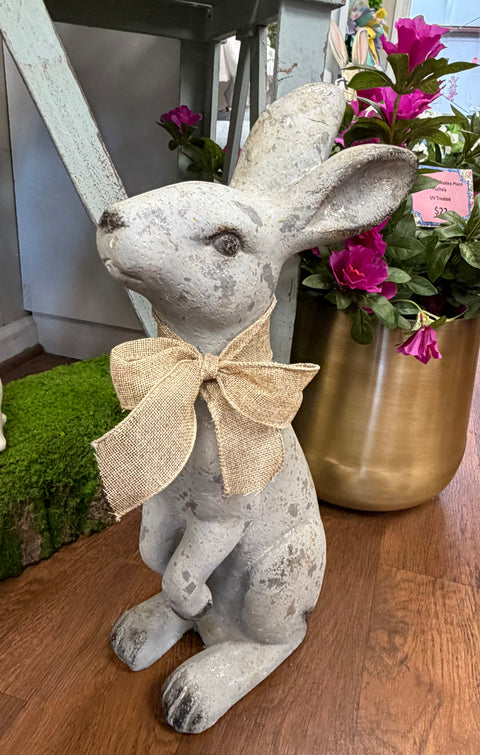 19.29" Magnesium Bunny w/ Bow Accent - Gray