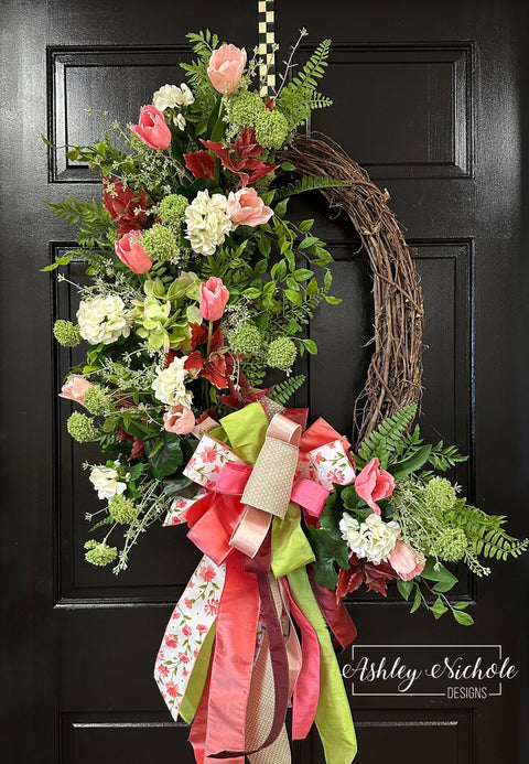 Pink Tulip Garden Wreath