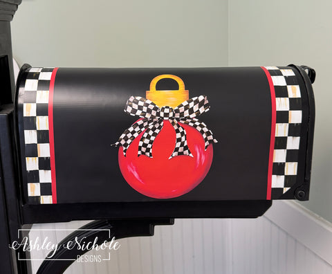 Fancy Bow - CHECKERED - Ornament - Magnetic Vinyl Mailbox Cover