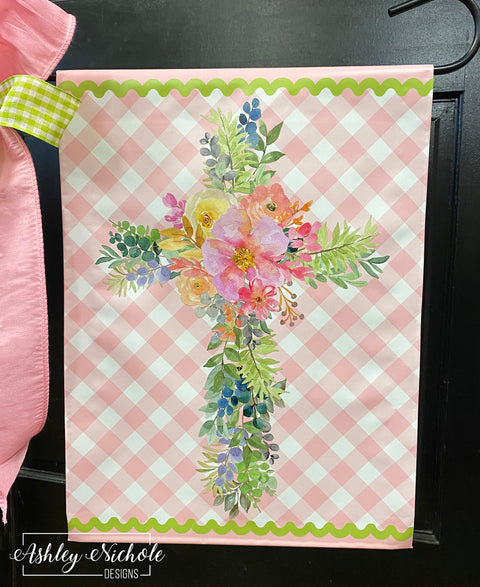 Floral Cross - Vinyl Garden Flag