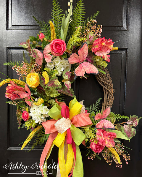 *READY to SHIP* - Fluttering Spring Garden Wreath