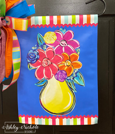 Full Bloom Flower Pot - Vinyl Garden Flag