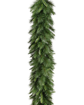 9' x 18" - UNLIGHTED - Long Needle Pine Garland x140 - Green