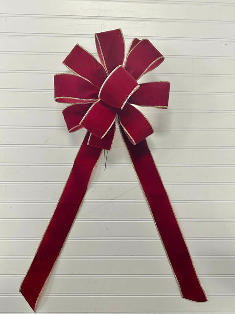 BURGUNDY Velvet Outdoor Christmas Bow