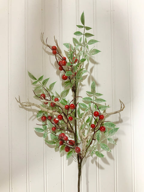 29” Glitter WP Berry Smilax & Twig Spray