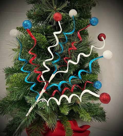 26" Swirl Sequin Glitter Ball Spray - Blue, White & Red