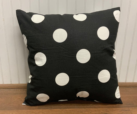 Outdoor Pillow - Oxygen Black & White Large Polka Dots