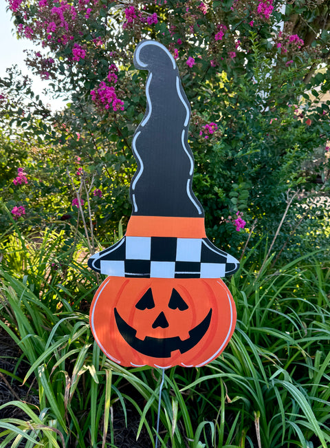 Tall Hat Jack 'O Lantern - Corrugated Coroplast Yard Stake