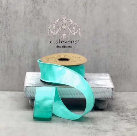 Aqua Dupioni Wired Ribbon - 1.5" x 10yds