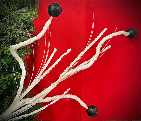 33" Glittered Ball Curl Spray - White & Black