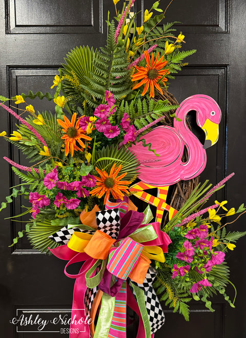 Funky Flamingo Paradise Wreath