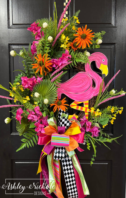 Funky Flamingo Paradise Wreath