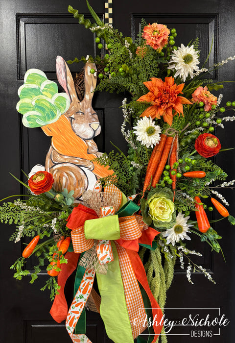 Garden Bunny LOVES Carrots Easter Wreath