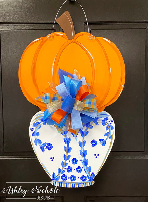 Ginger Jar with Pumpkin Door Hanger