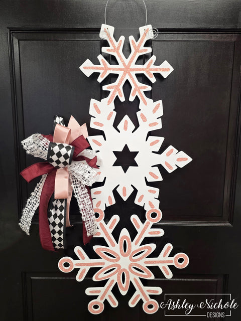 Glistening Snowflakes of Winter Door Hanger (Pinks)