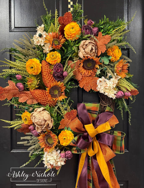 Golden Blooms Fall Floral Wreath