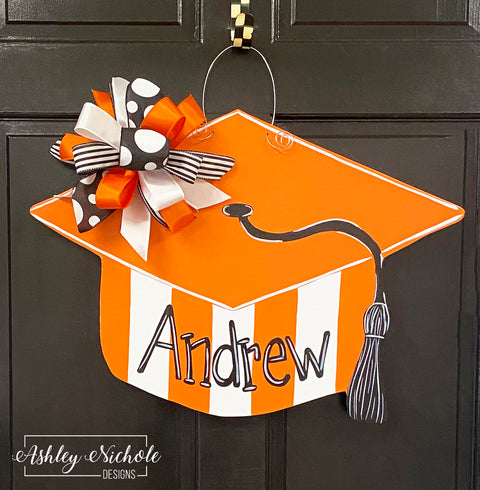 Graduation Cap Door Hanger - Stripe