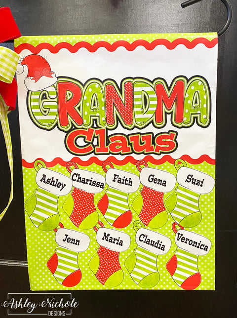 Grandma Claus Family (Customizable) - Vinyl Garden Flag