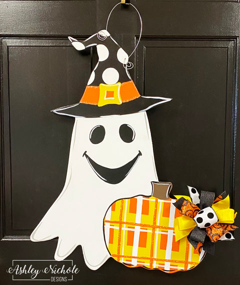 Happy Ghost Halloween Door Hanger