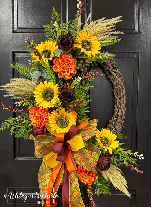 Harvest Sunburst Oval Wreath
