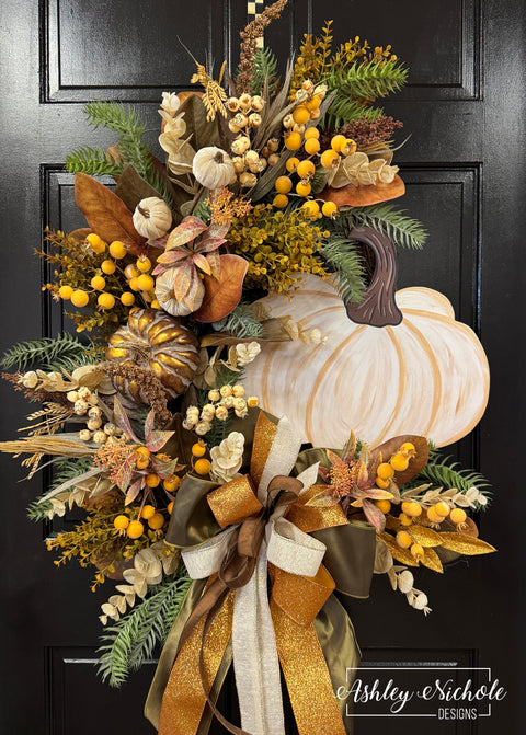 Heirloom Pumpkin & Florals Wreath
