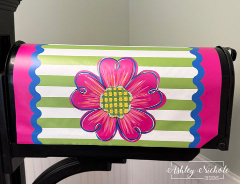 Hot Pink Summer Flower - Magnetic Vinyl Mailbox Cover