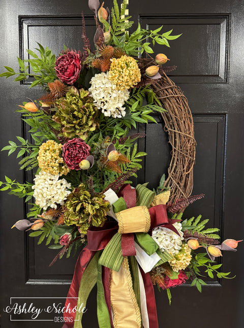 Hydrangea & Peonies Fall Wreath