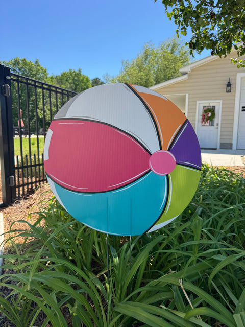 Beach Ball - Summer - Corrugated Coroplast Yard Stake