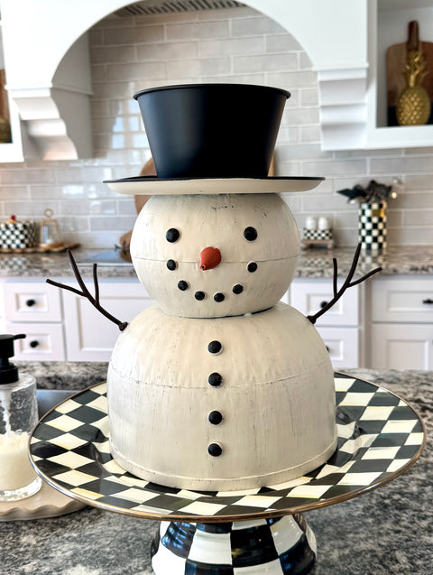 14.5" Tin Snowman - White/Black