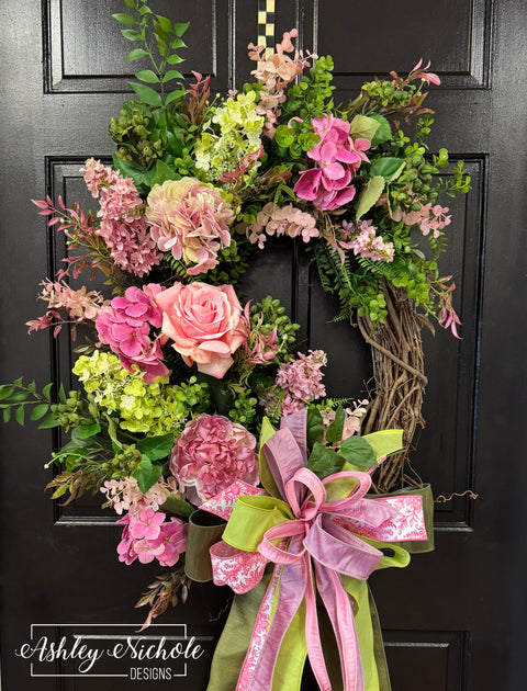 *READY to SHIP* - Pink Petals & Ivy Floral Wreath