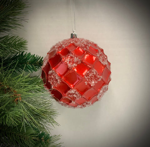 120mm Hammered Ball with Beads - Red