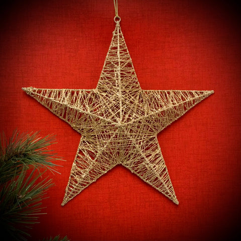 11" Wire Star Ornament - Gold