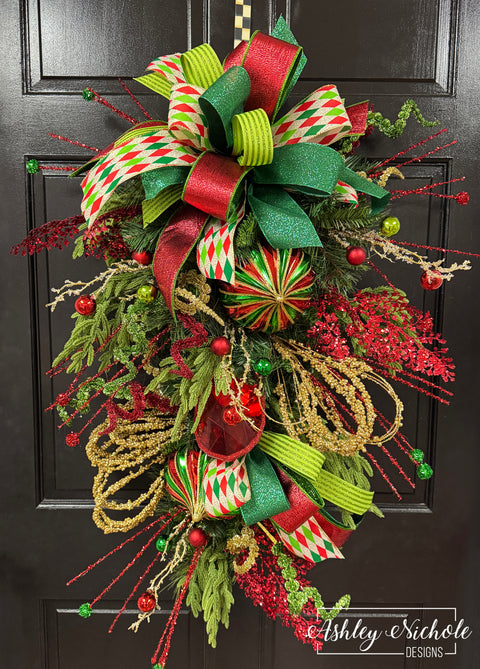Harlequin Jewel Christmas Swag