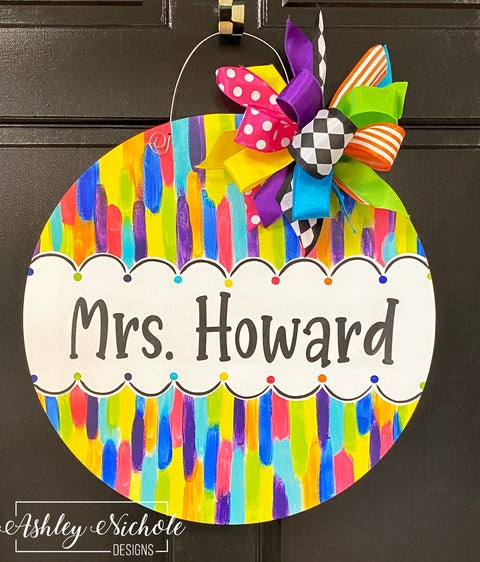 Abstract Name Sign - COLORFUL - Plaque Door Hanger - UV Printed