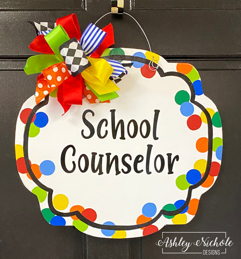 Confetti Name Plaque PRIMARY Colors Door Hanger - UV Printed