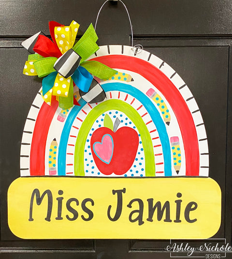 School Days Name Plaque Door Hanger - UV Printed